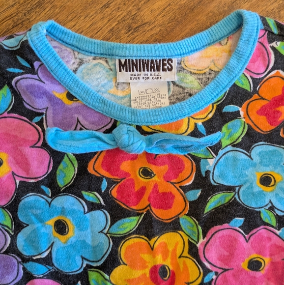 Vintage 90s Miniwaves 4T Colorful Floral Kids Shirt - Picture 6 of 6